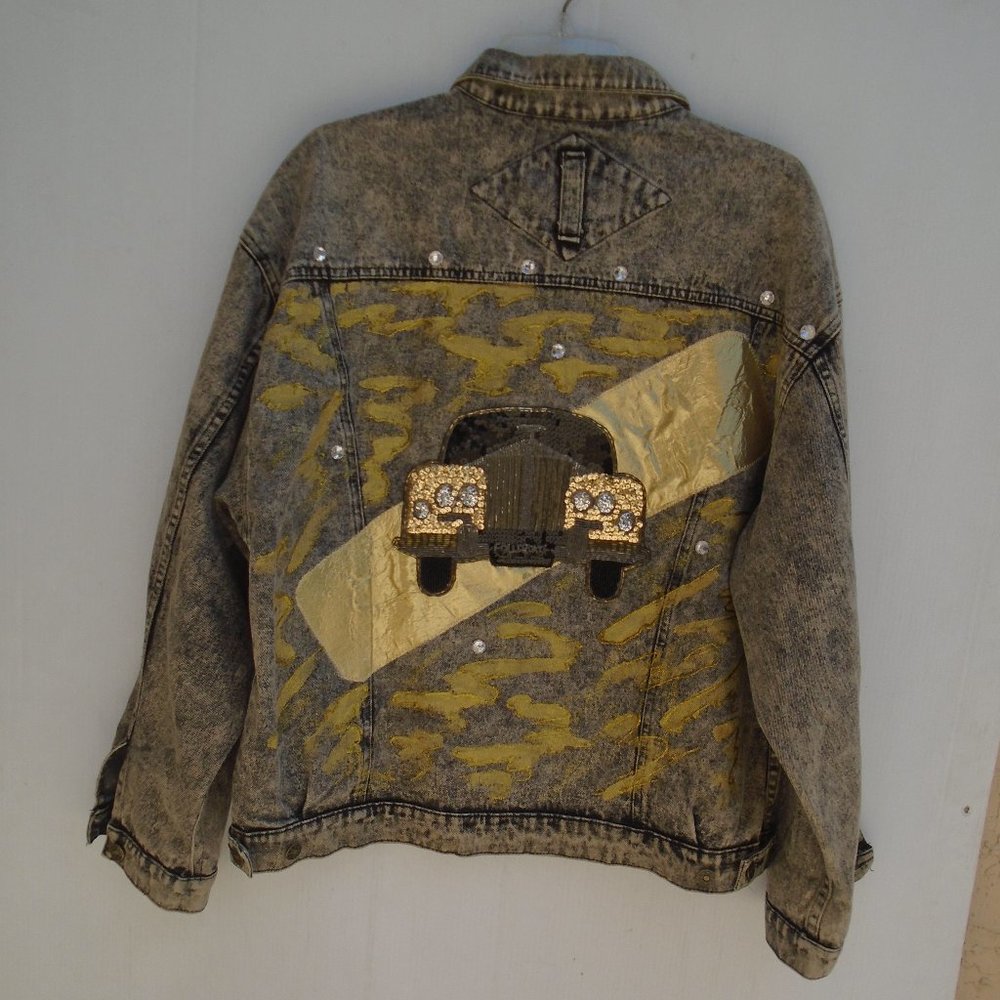 Aphrodisiac Women's Car Themed Jeans Jacket Size M Grey
